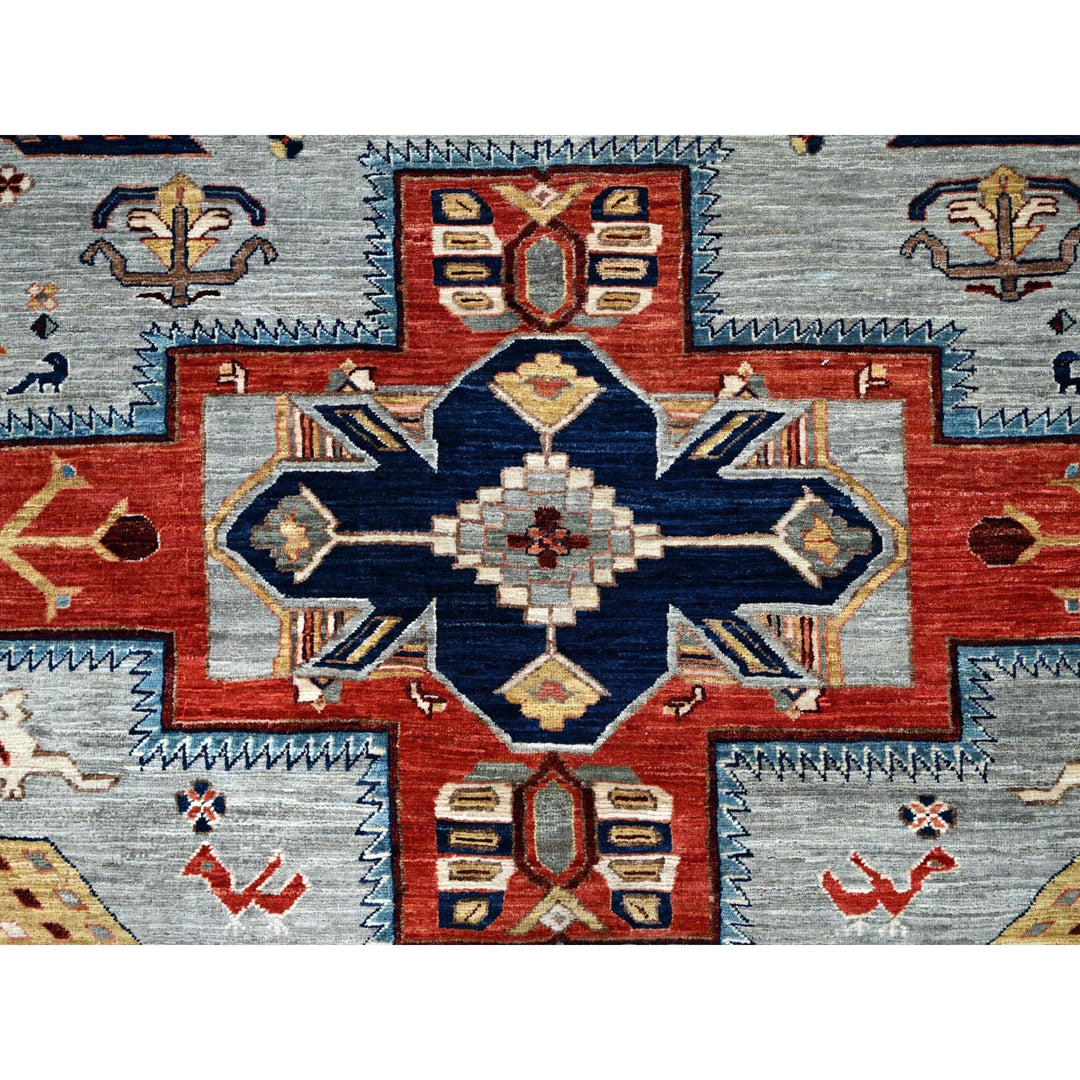 8'0" x 9'9" New Hand Knotted Grey Wool Rectangle Oriental Rug - MOA1021347