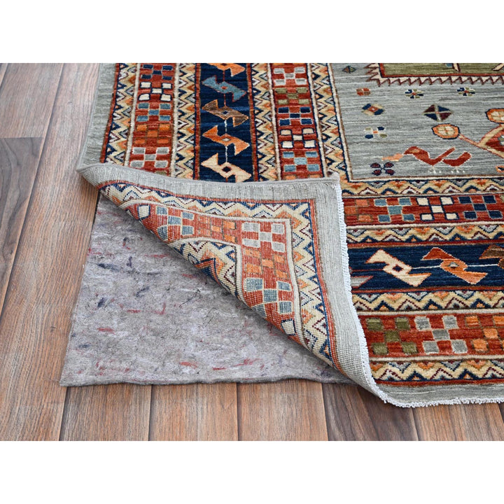 7'11" x 9'8" New Hand Knotted Grey Wool Rectangle Oriental Rug - MOA1021348