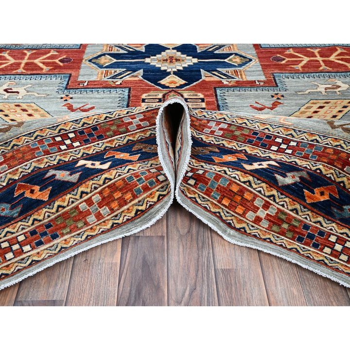7'11" x 9'8" New Hand Knotted Grey Wool Rectangle Oriental Rug - MOA1021348