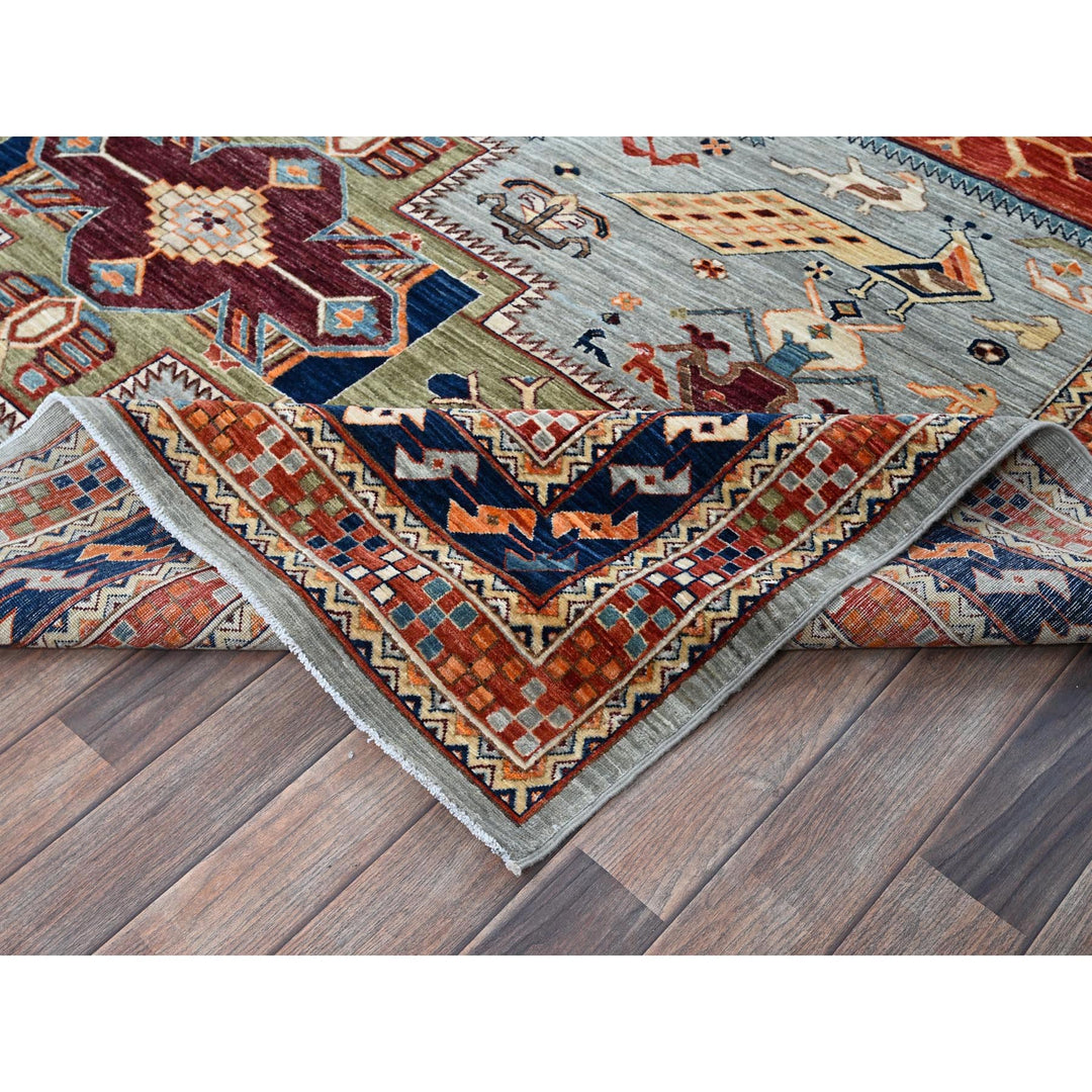 7'11" x 9'8" New Hand Knotted Grey Wool Rectangle Oriental Rug - MOA1021348