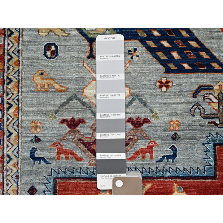 7'11" x 9'8" New Hand Knotted Grey Wool Rectangle Oriental Rug - MOA1021348