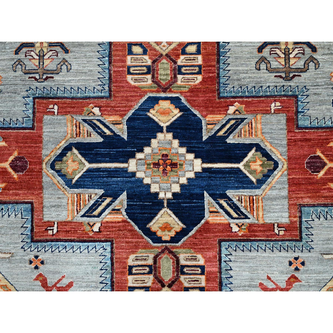 7'11" x 9'8" New Hand Knotted Grey Wool Rectangle Oriental Rug - MOA1021348
