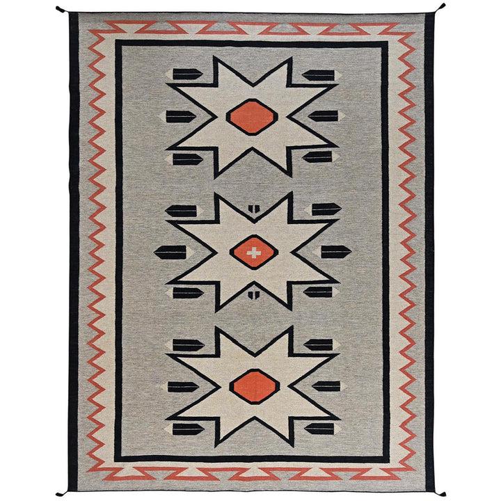 8'11" x 11'9" New Hand Woven Grey Wool Rectangle Oriental Rug - MOA1021352