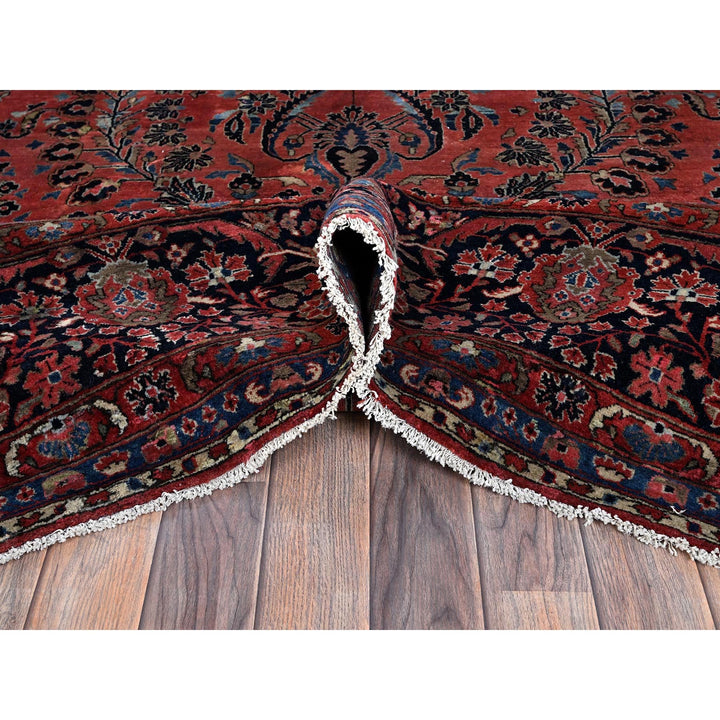 10'3" x 13'9" Vintage Hand Knotted Red Wool Rectangle Oriental Rug - MOA1021369