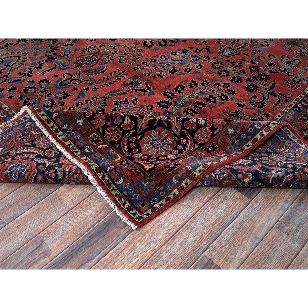 10'3" x 13'9" Vintage Hand Knotted Red Wool Rectangle Oriental Rug - MOA1021369