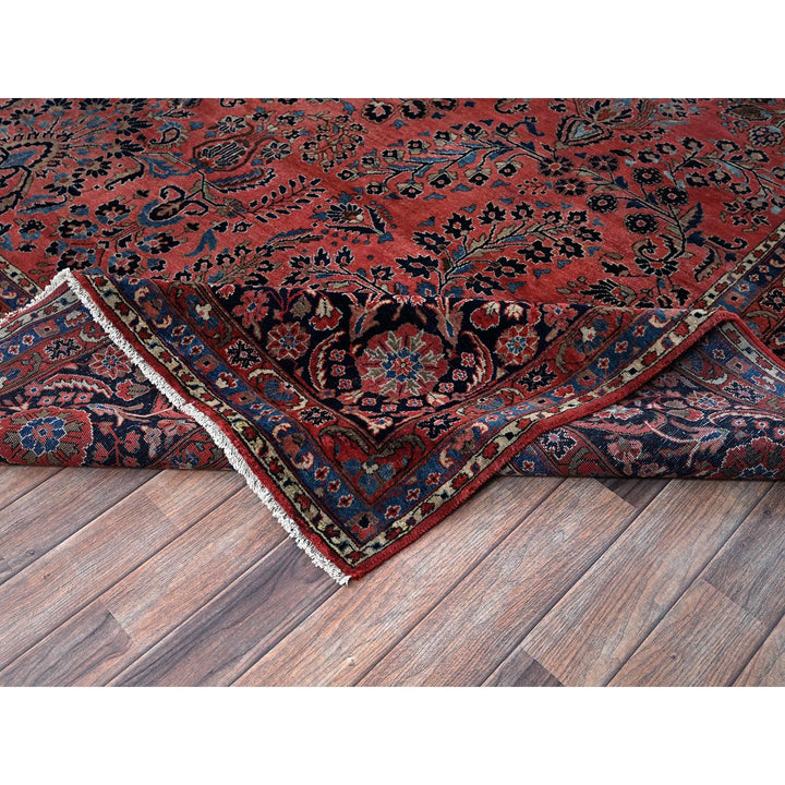 10'3" x 13'9" Vintage Hand Knotted Red Wool Rectangle Oriental Rug - MOA1021369