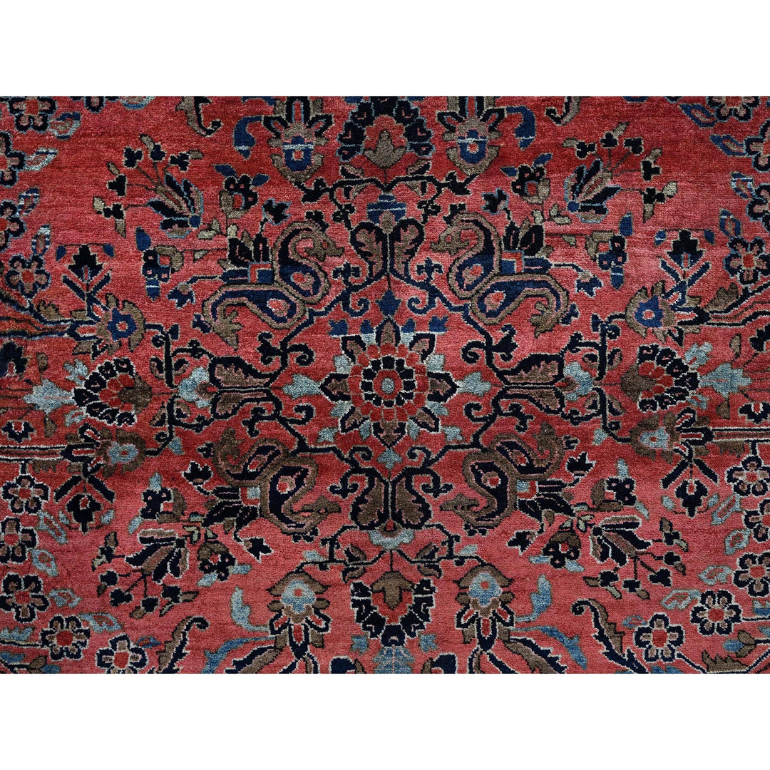 10'3" x 13'9" Vintage Hand Knotted Red Wool Rectangle Oriental Rug - MOA1021369