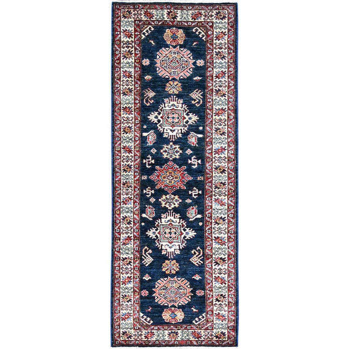 2'5" x 6'9" New Hand Knotted Blue Wool Runner Oriental Rug - MOA102136