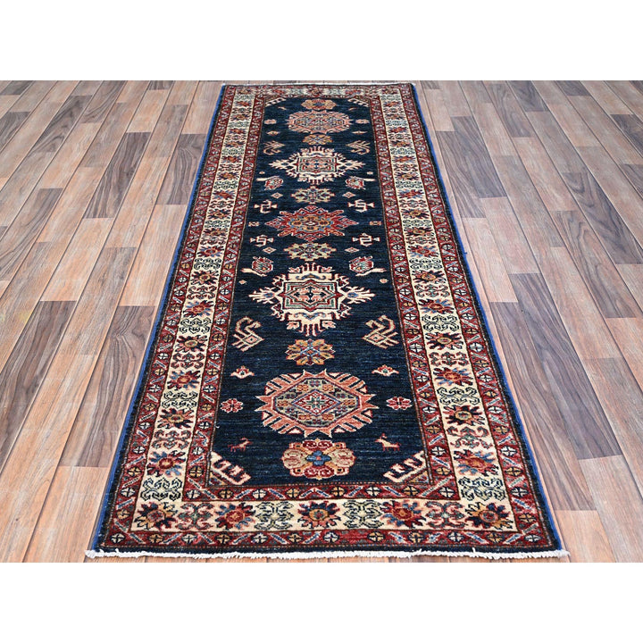 2'5" x 6'9" New Hand Knotted Blue Wool Runner Oriental Rug - MOA102136