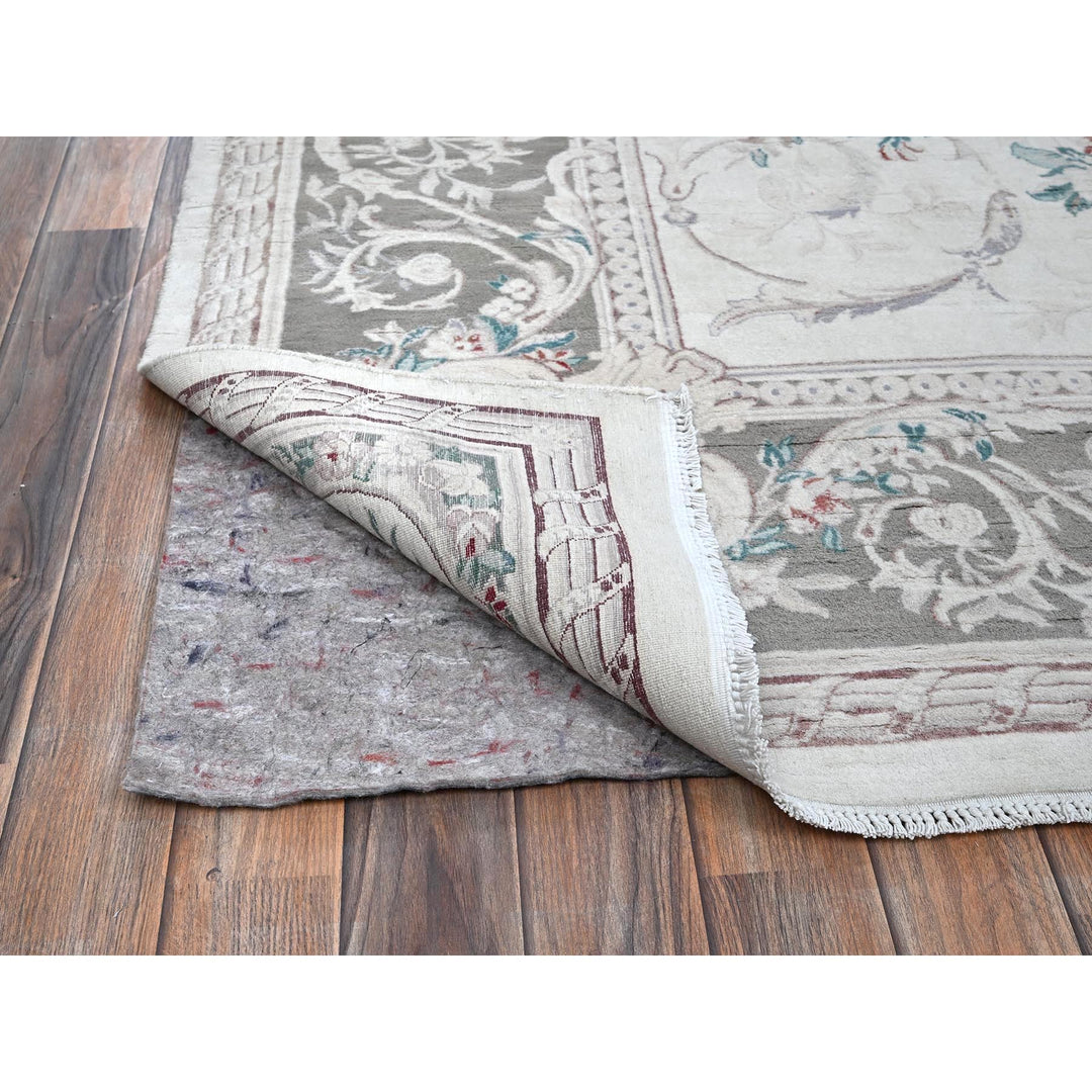 9'0" x 11'9" New Hand Knotted Ivory Wool Rectangle Oriental Rug - MOA1021370
