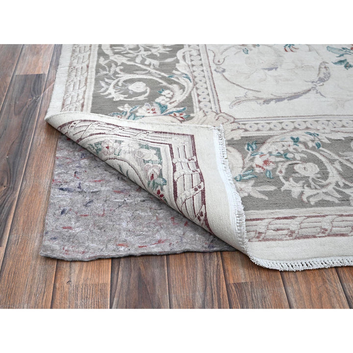 9'0" x 11'9" New Hand Knotted Ivory Wool Rectangle Oriental Rug - MOA1021370