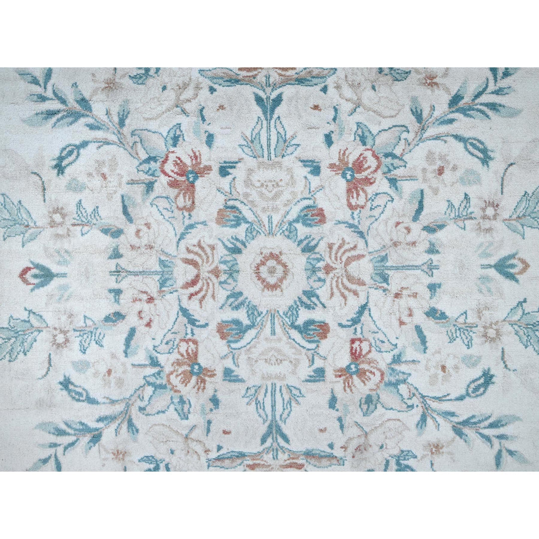 9'0" x 11'9" New Hand Knotted Ivory Wool Rectangle Oriental Rug - MOA1021370