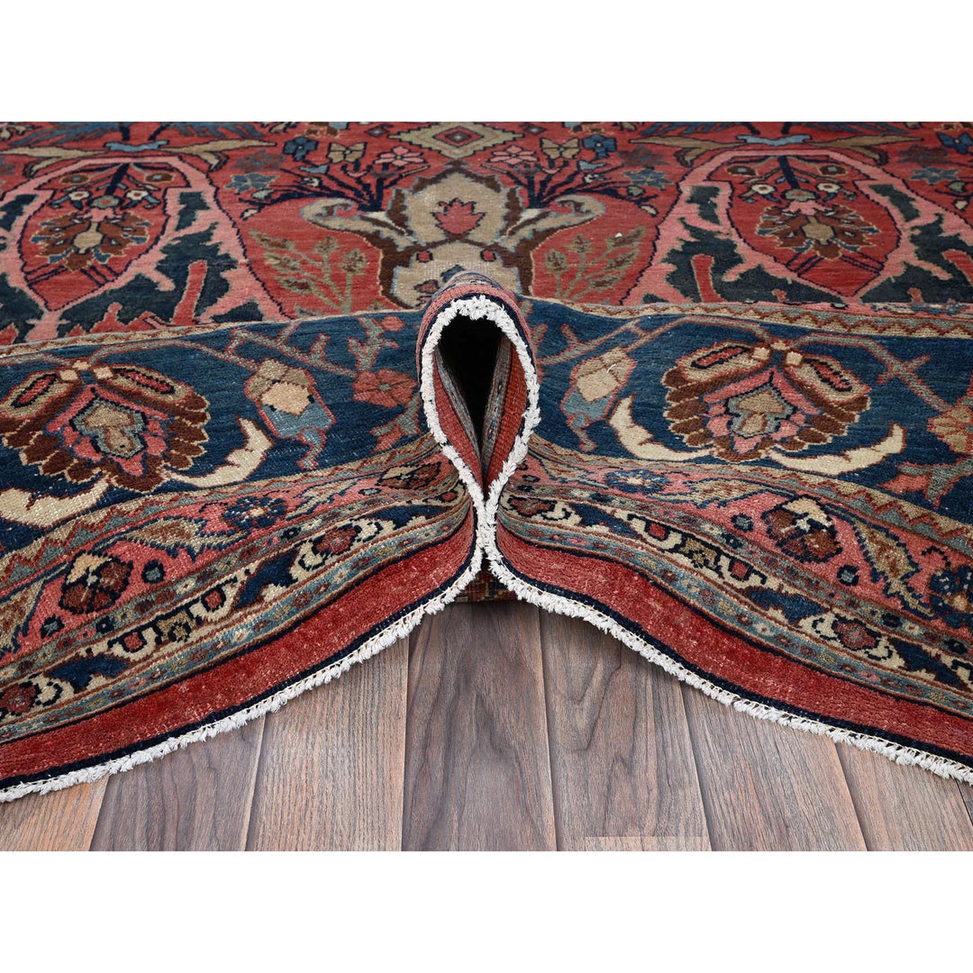11'3" x 14'5" Vintage Hand Knotted Red Wool Rectangle Oriental Rug - MOA1021373