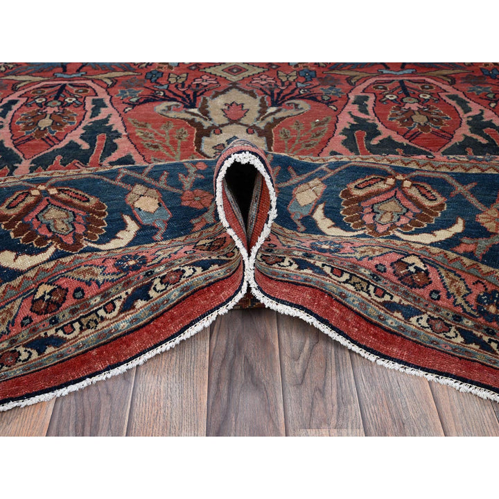 11'3" x 14'5" Vintage Hand Knotted Red Wool Rectangle Oriental Rug - MOA1021373