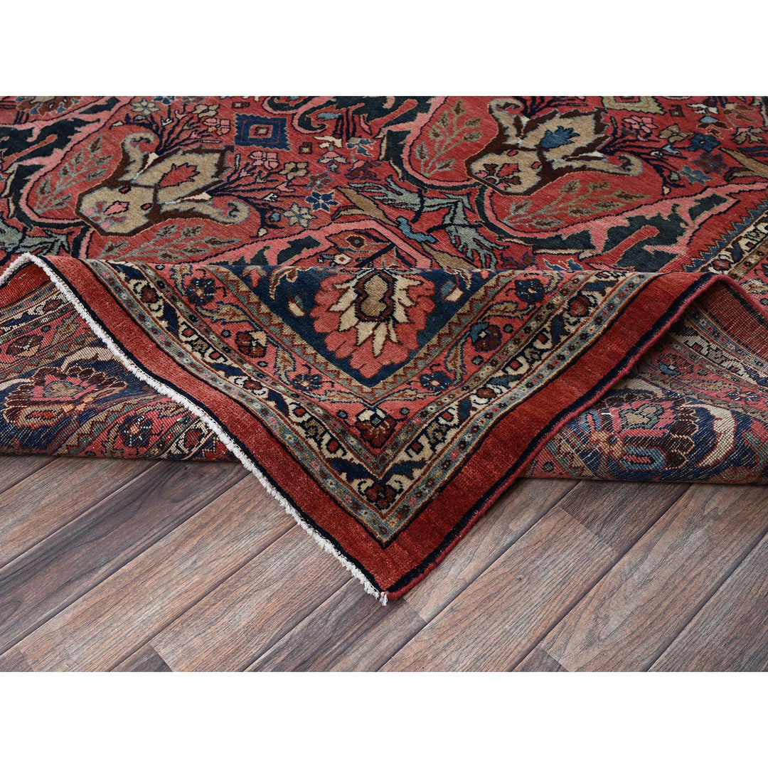 11'3" x 14'5" Vintage Hand Knotted Red Wool Rectangle Oriental Rug - MOA1021373