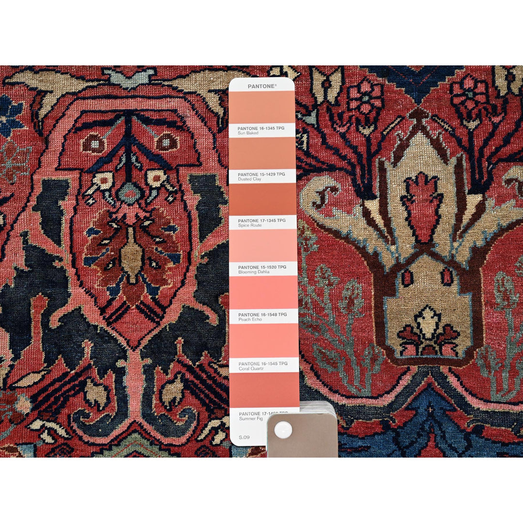 11'3" x 14'5" Vintage Hand Knotted Red Wool Rectangle Oriental Rug - MOA1021373