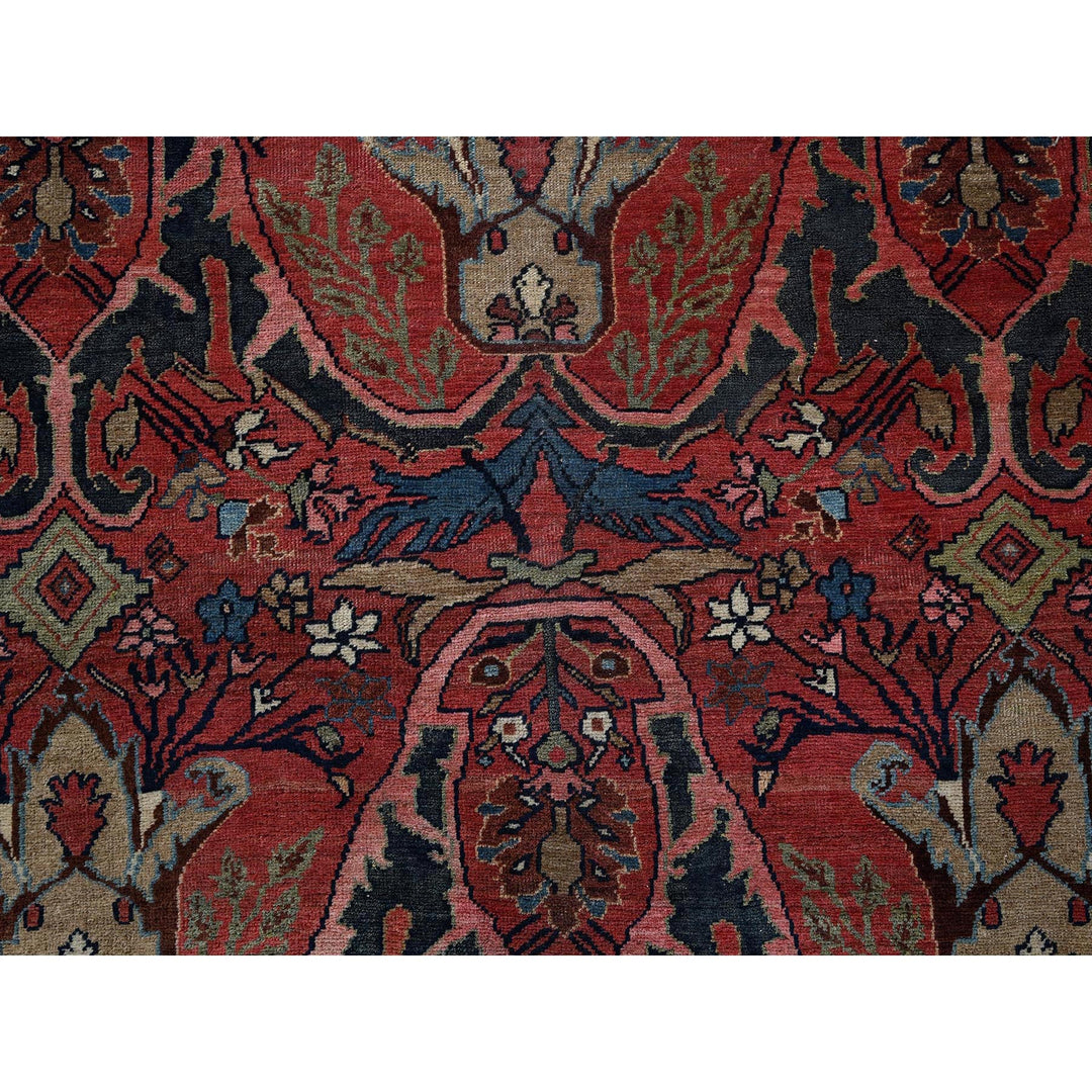 11'3" x 14'5" Vintage Hand Knotted Red Wool Rectangle Oriental Rug - MOA1021373