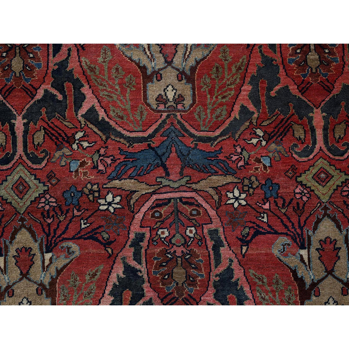 11'3" x 14'5" Vintage Hand Knotted Red Wool Rectangle Oriental Rug - MOA1021373