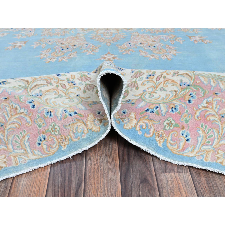 11'7" x 12'2" Vintage Hand Knotted Blue Wool Square Oriental Rug - MOA1021374