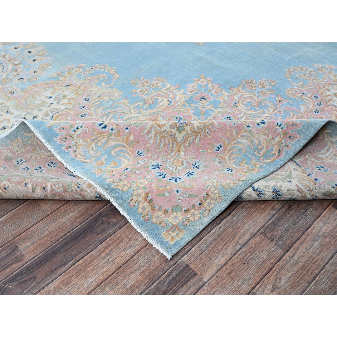 11'7" x 12'2" Vintage Hand Knotted Blue Wool Square Oriental Rug - MOA1021374