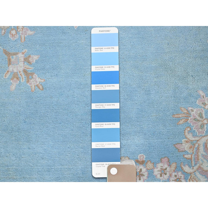 11'7" x 12'2" Vintage Hand Knotted Blue Wool Square Oriental Rug - MOA1021374
