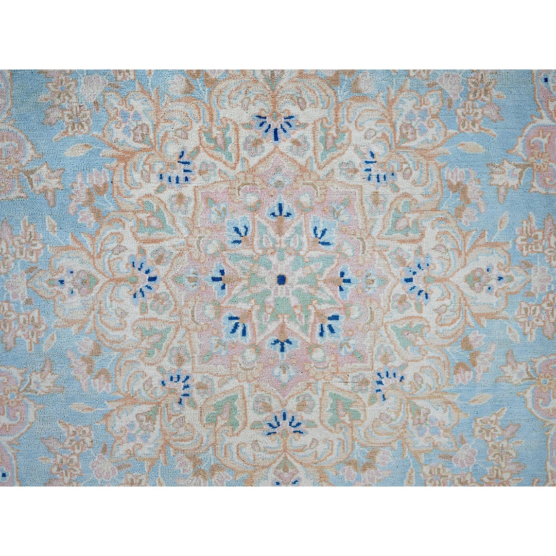 11'7" x 12'2" Vintage Hand Knotted Blue Wool Square Oriental Rug - MOA1021374