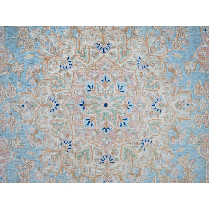 11'7" x 12'2" Vintage Hand Knotted Blue Wool Square Oriental Rug - MOA1021374