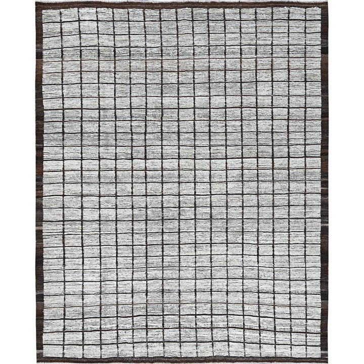 9'7" x 11'8" New Hand Knotted Ivory Wool Rectangle Oriental Rug - MOA1021376