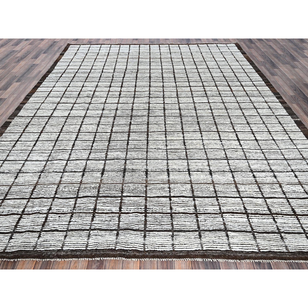 9'7" x 11'8" New Hand Knotted Ivory Wool Rectangle Oriental Rug - MOA1021376