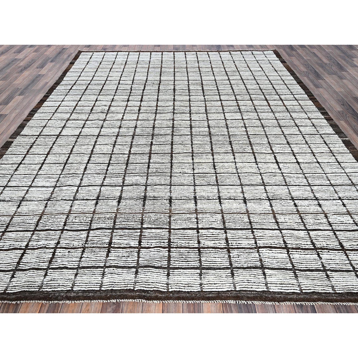 9'7" x 11'8" New Hand Knotted Ivory Wool Rectangle Oriental Rug - MOA1021376