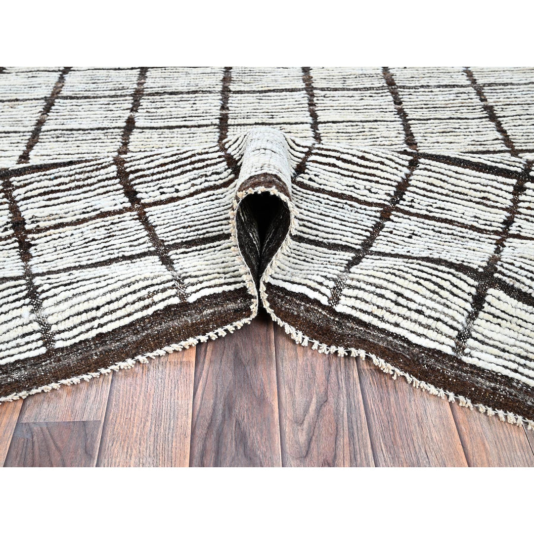 9'7" x 11'8" New Hand Knotted Ivory Wool Rectangle Oriental Rug - MOA1021376