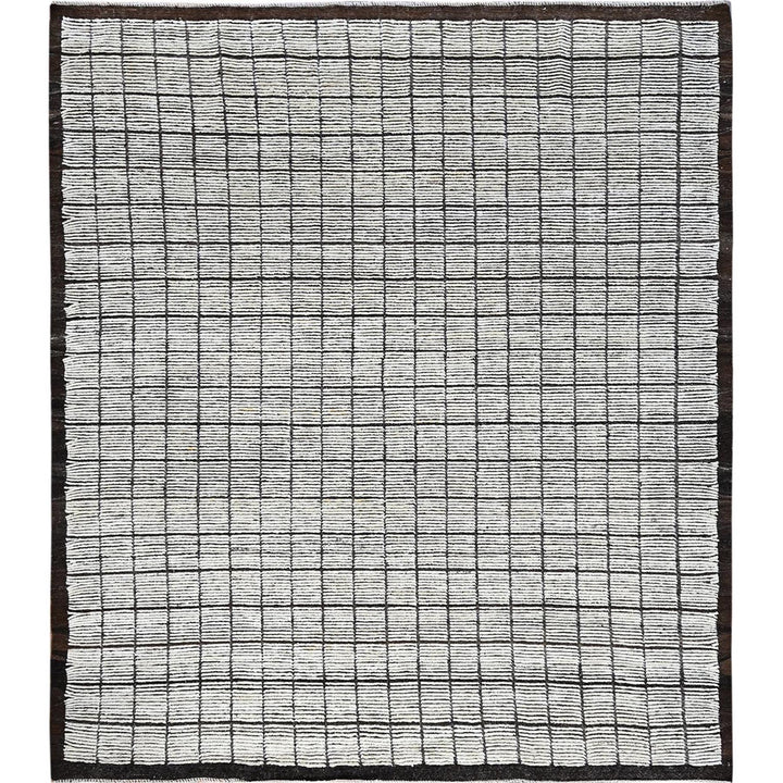 8'4" x 9'10" New Hand Knotted Ivory Wool Rectangle Oriental Rug - MOA1021377