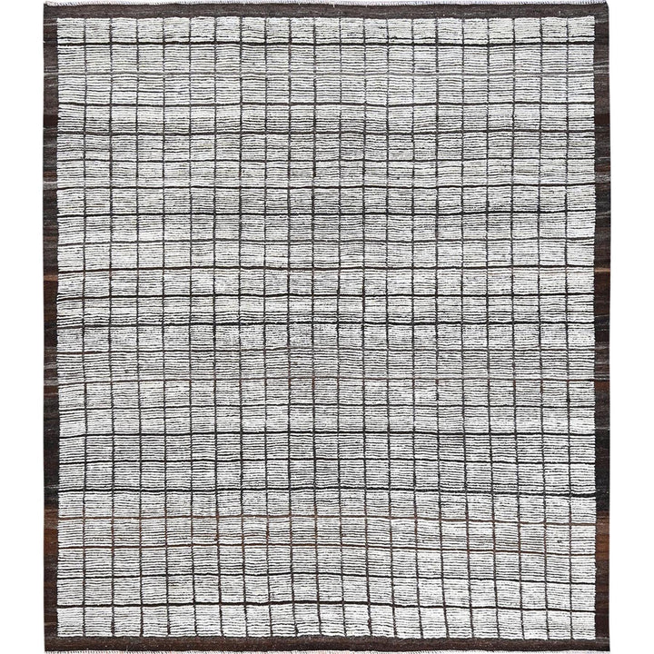 8'9" x 9'10" New Hand Knotted Ivory Wool Rectangle Oriental Rug - MOA1021378