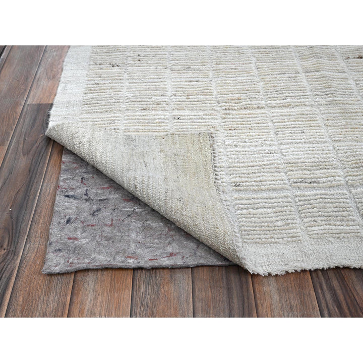 9'1" x 11'11" New Hand Knotted Ivory Wool Rectangle Oriental Rug - MOA1021379