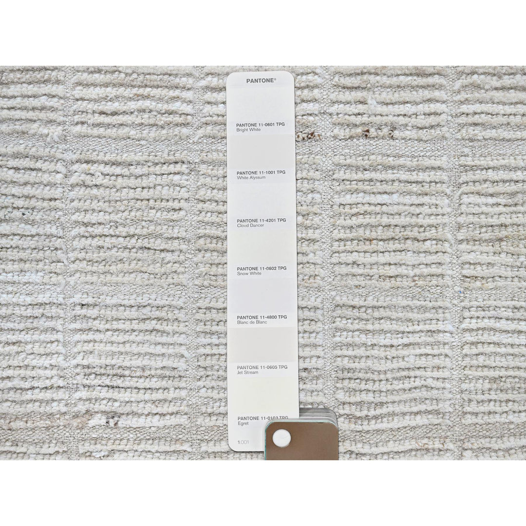 9'1" x 11'11" New Hand Knotted Ivory Wool Rectangle Oriental Rug - MOA1021379