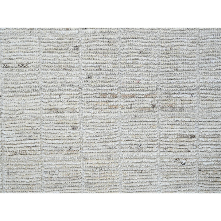 9'1" x 11'11" New Hand Knotted Ivory Wool Rectangle Oriental Rug - MOA1021379