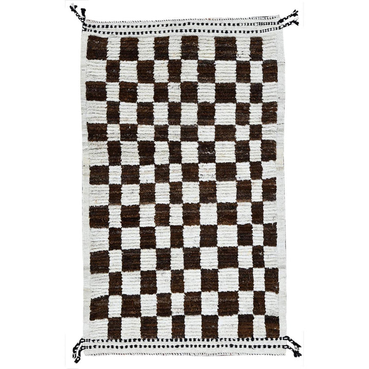 2'10" x 4'9" New Hand Knotted Brown Wool Rectangle Oriental Rug - MOA1021380