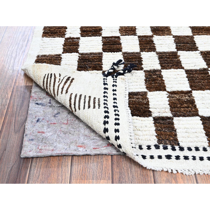 2'10" x 4'9" New Hand Knotted Brown Wool Rectangle Oriental Rug - MOA1021380