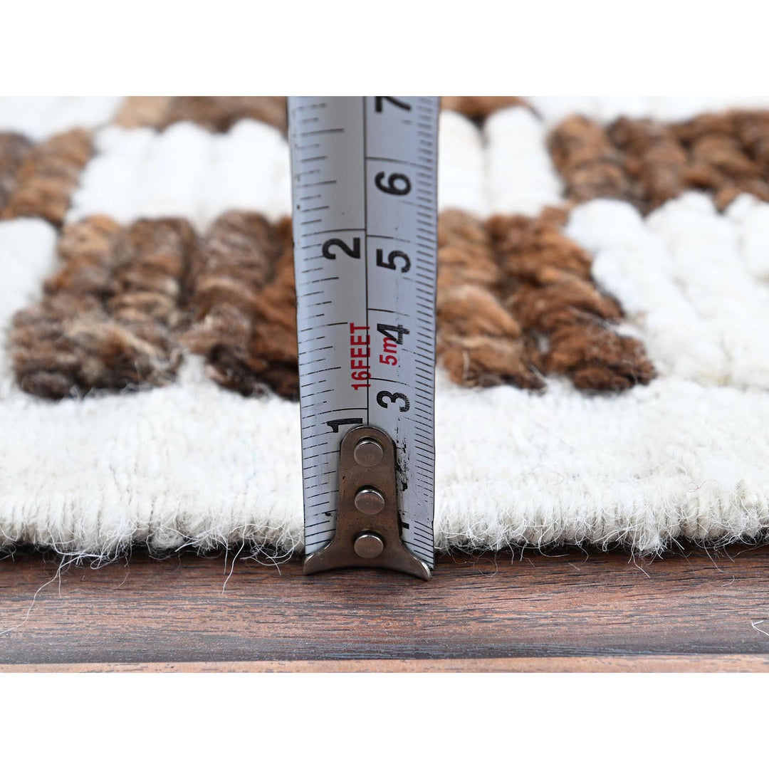 2'10" x 4'9" New Hand Knotted Brown Wool Rectangle Oriental Rug - MOA1021380