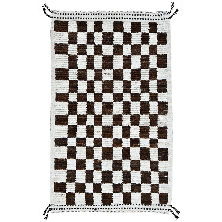 2'10" x 4'10" New Hand Knotted Brown Wool Rectangle Oriental Rug - MOA1021381