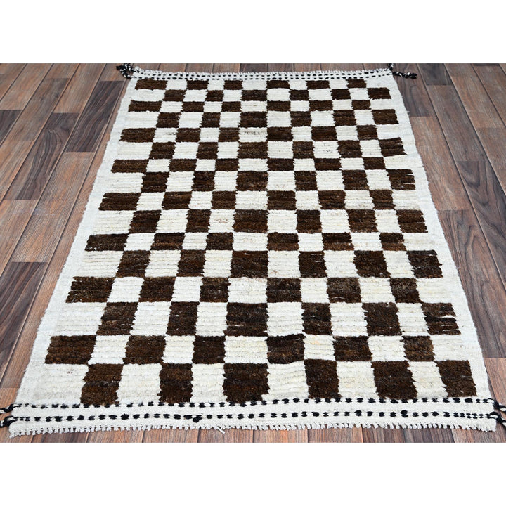 2'10" x 4'10" New Hand Knotted Brown Wool Rectangle Oriental Rug - MOA1021381