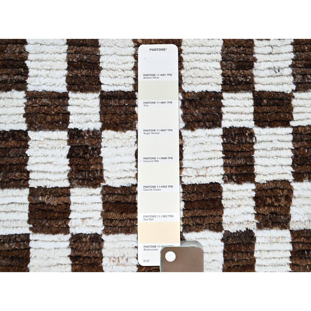 2'10" x 4'10" New Hand Knotted Brown Wool Rectangle Oriental Rug - MOA1021381