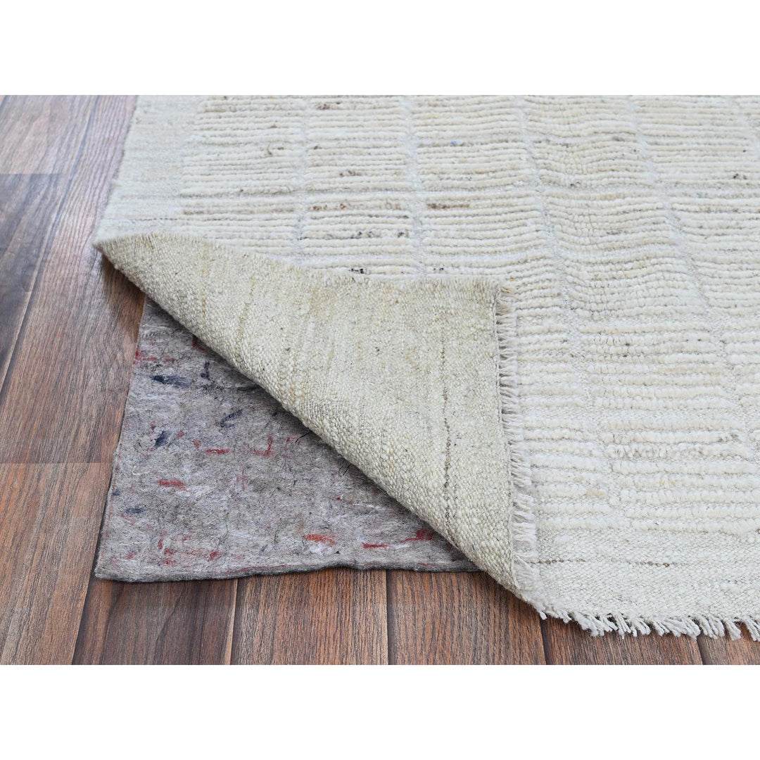 2'11" x 4'11" New Hand Knotted Ivory Wool Rectangle Oriental Rug - MOA1021382