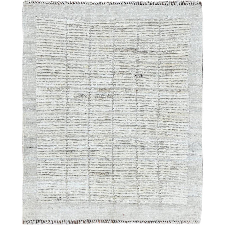 2'4" x 2'11" New Hand Knotted Ivory Wool Rectangle Oriental Rug - MOA1021386