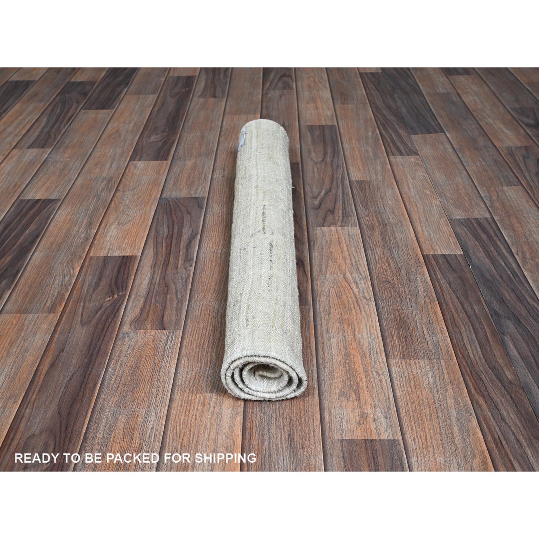 2'4" x 2'11" New Hand Knotted Ivory Wool Rectangle Oriental Rug - MOA1021386