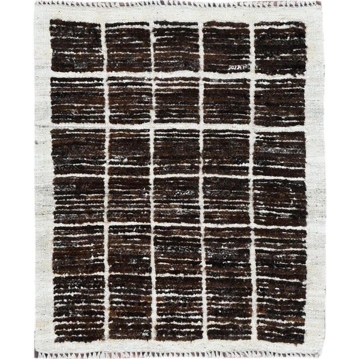 2'1" x 2'7" New Hand Knotted Brown Wool Rectangle Oriental Rug - MOA1021388
