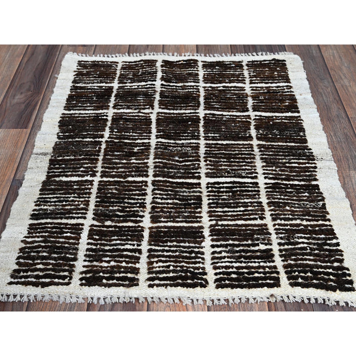 2'1" x 2'7" New Hand Knotted Brown Wool Rectangle Oriental Rug - MOA1021389