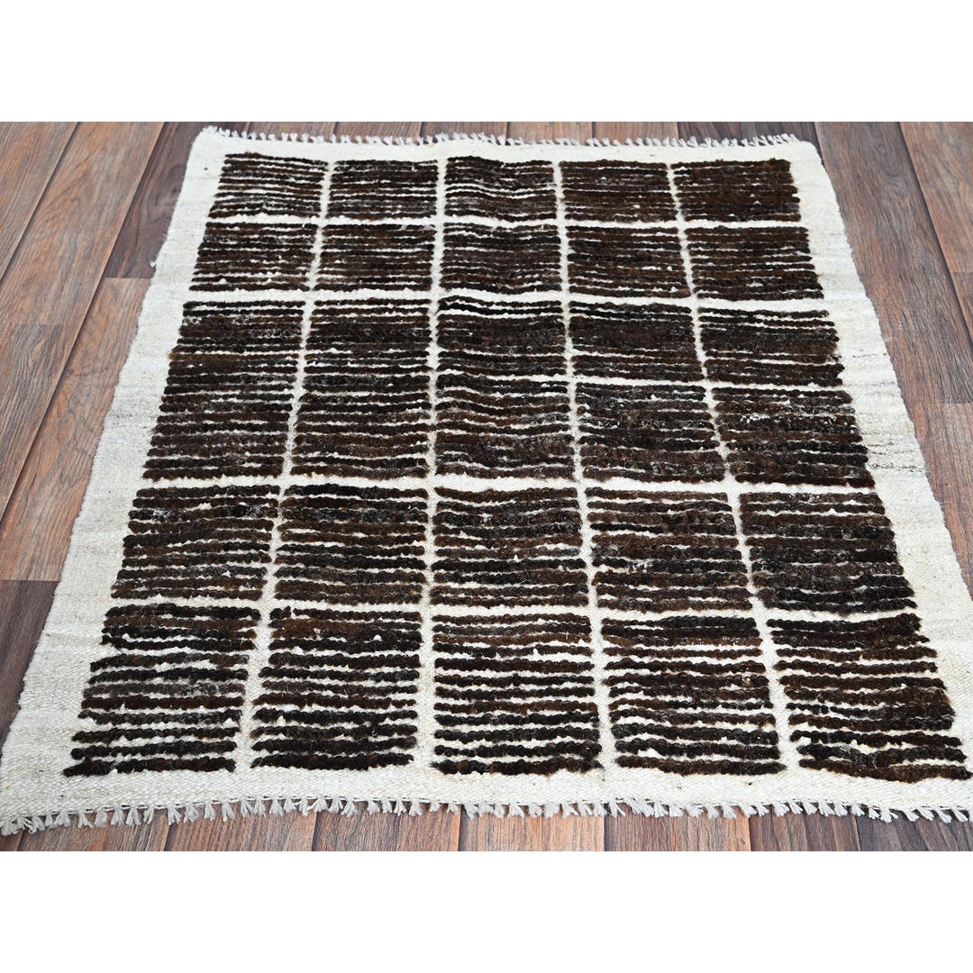 2'3" x 2'8" New Hand Knotted Brown Wool Rectangle Oriental Rug - MOA1021391