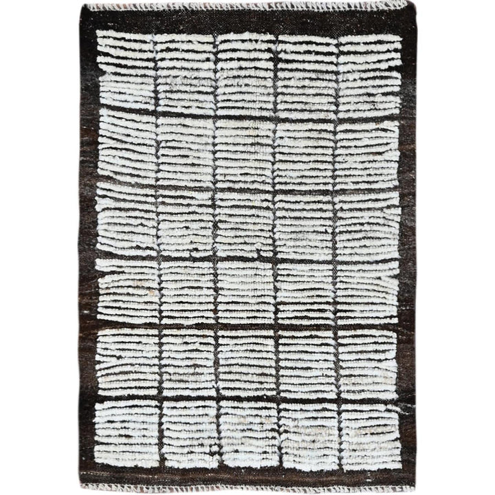 2'1" x 2'8" New Hand Knotted Ivory Wool Rectangle Oriental Rug - MOA1021396