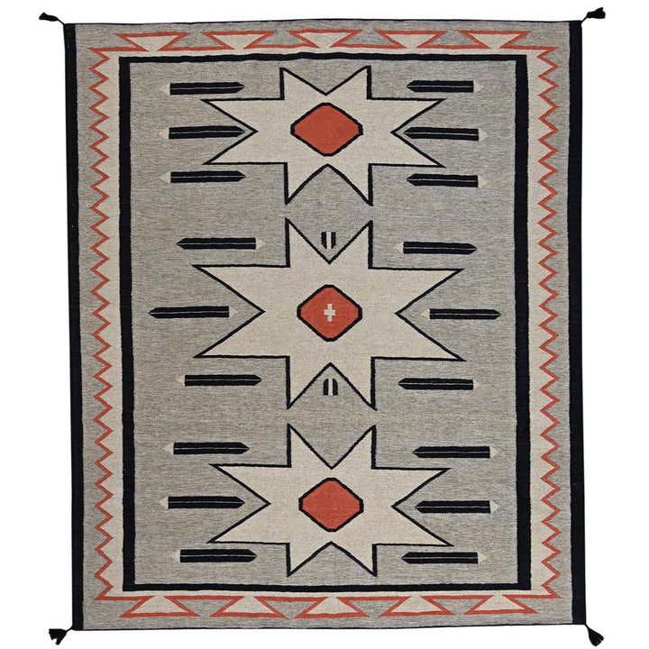 8'1" x 9'10" New Hand Woven Grey Wool Rectangle Oriental Rug - MOA1021410